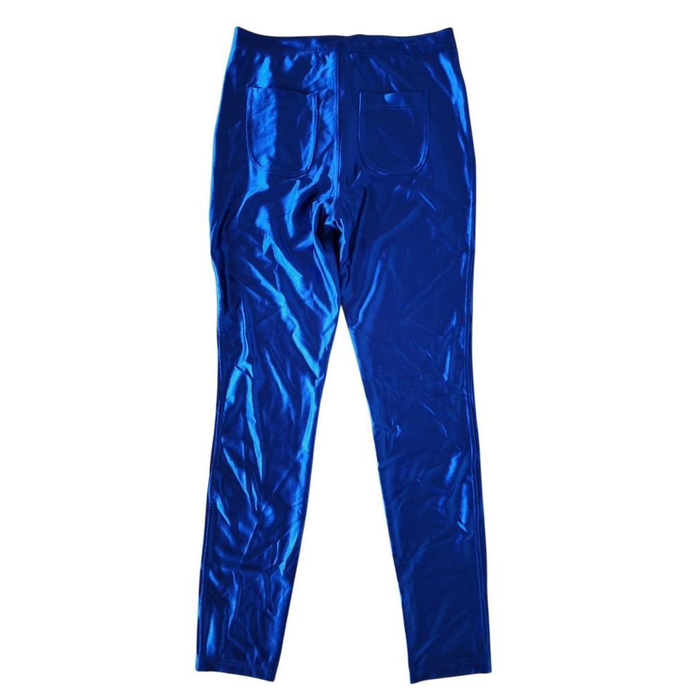 American Apparel Disco Pants Royal Blue High Waisted Shiny Leggings XS RSAAH300W - Picture 5 of 7